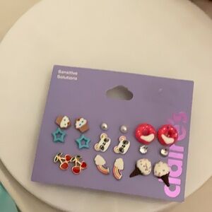 Claire's Kids Earring Set - Red, Blue, White